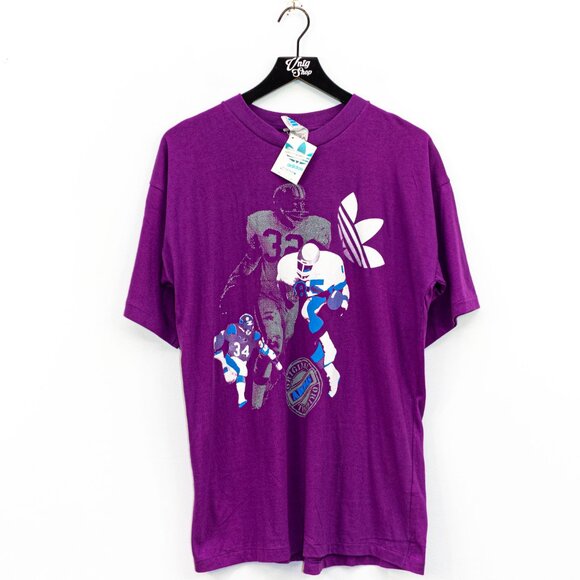 Adidas Original Trefoil Football Player Silhouette Big Print T-Shirt Large VTG - Picture 1 of 8